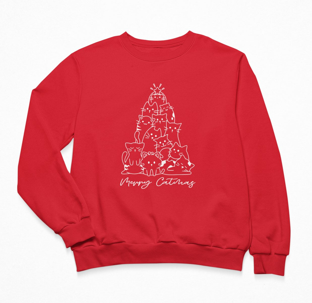 Cat Christmas Tree Merry Catmas - Sweatshirt Crewneck