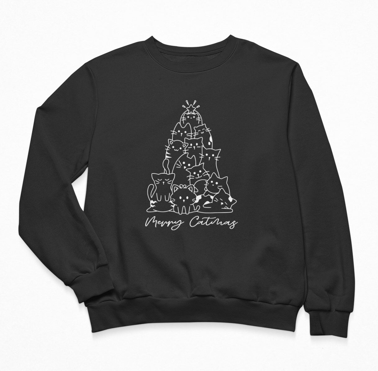 Cat Christmas Tree Merry Catmas - Sweatshirt Crewneck