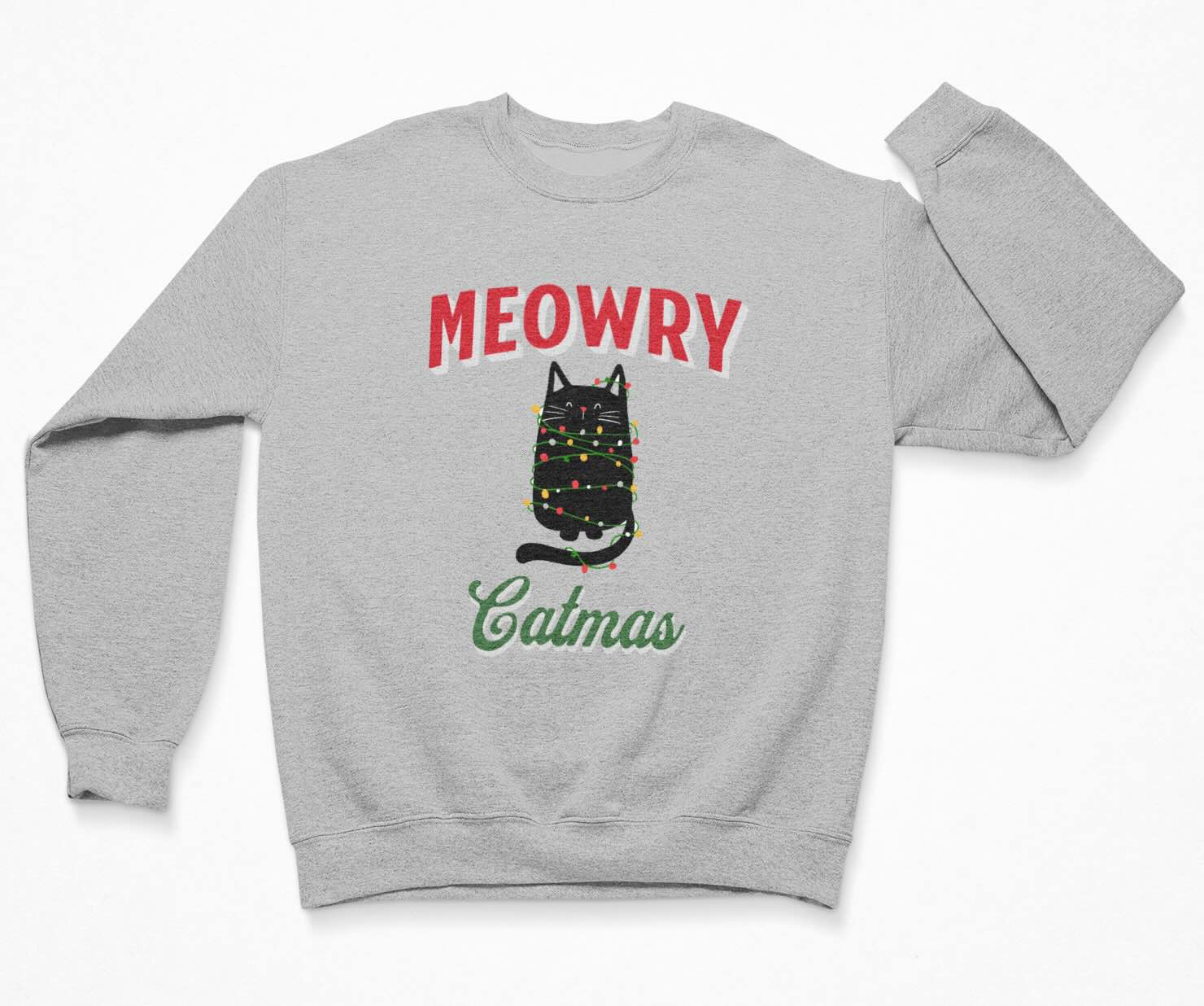 Funny Christmas Light Cat - Sweatshirt Crewneck