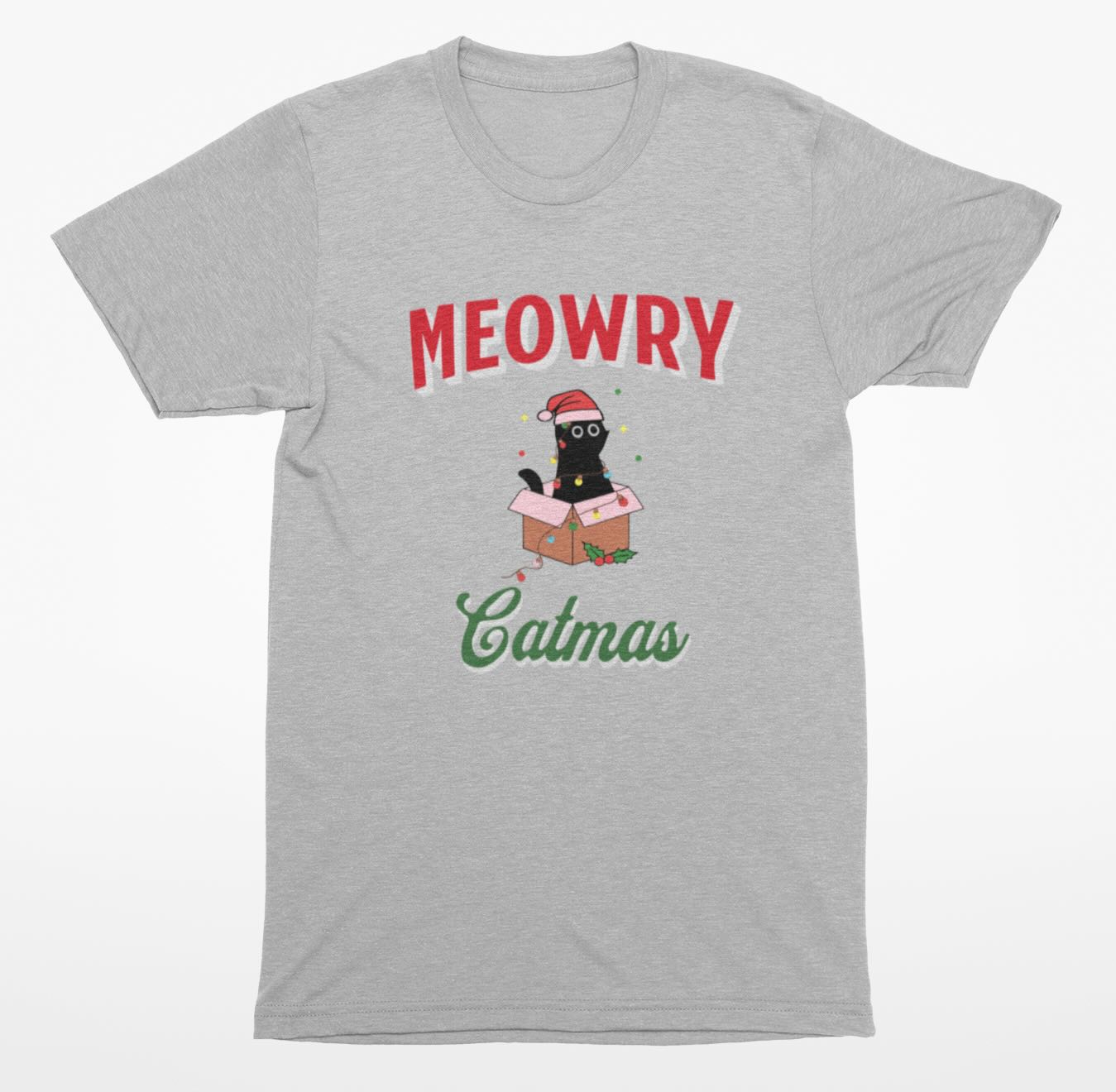 Meowry Catmas Black Cat Christmas Gift Box - T-Shirt