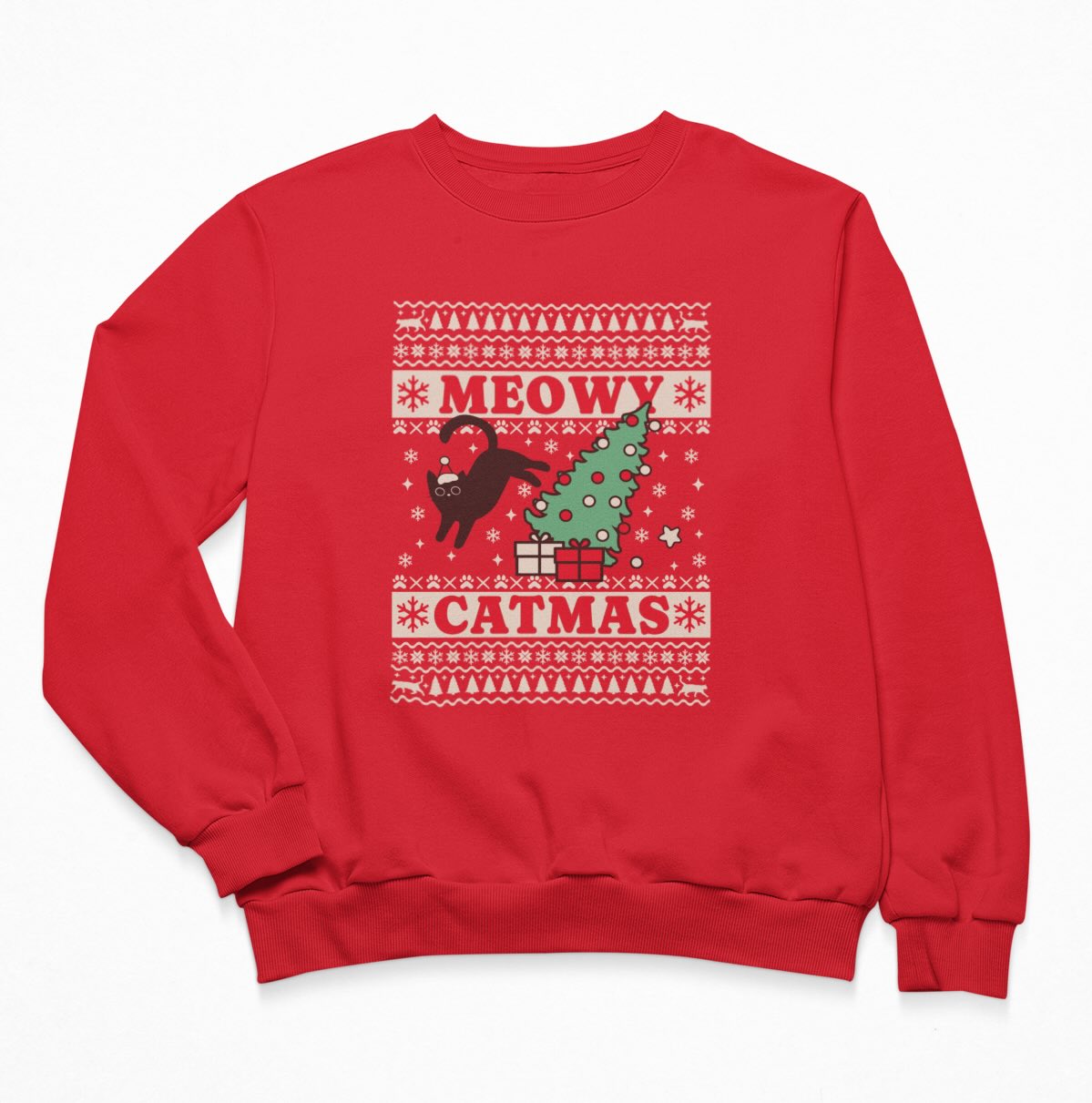 Black Cat Christmas Tree - Sweatshirt Crewneck