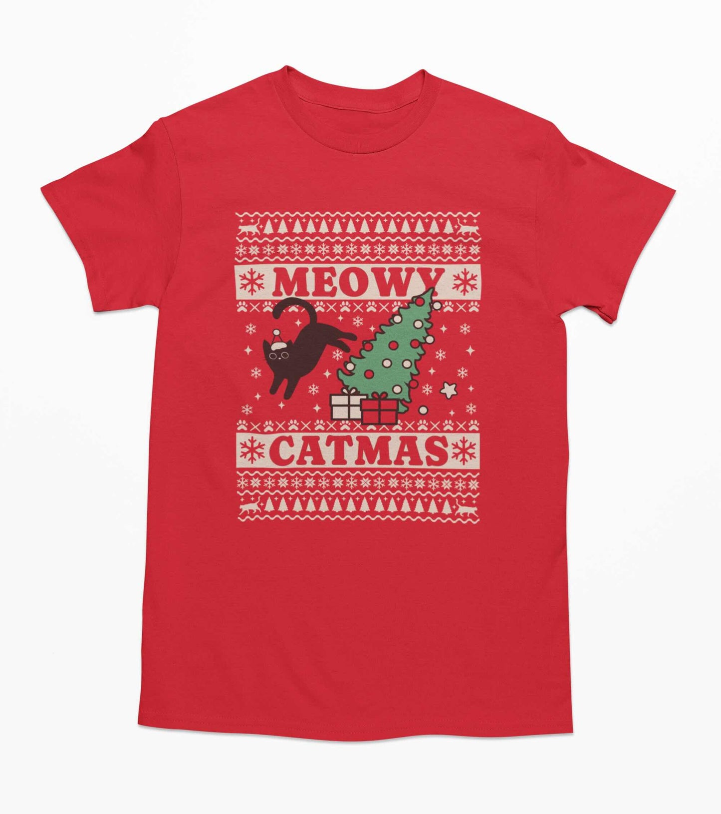 Black Cat Christmas Tree - T-Shirt