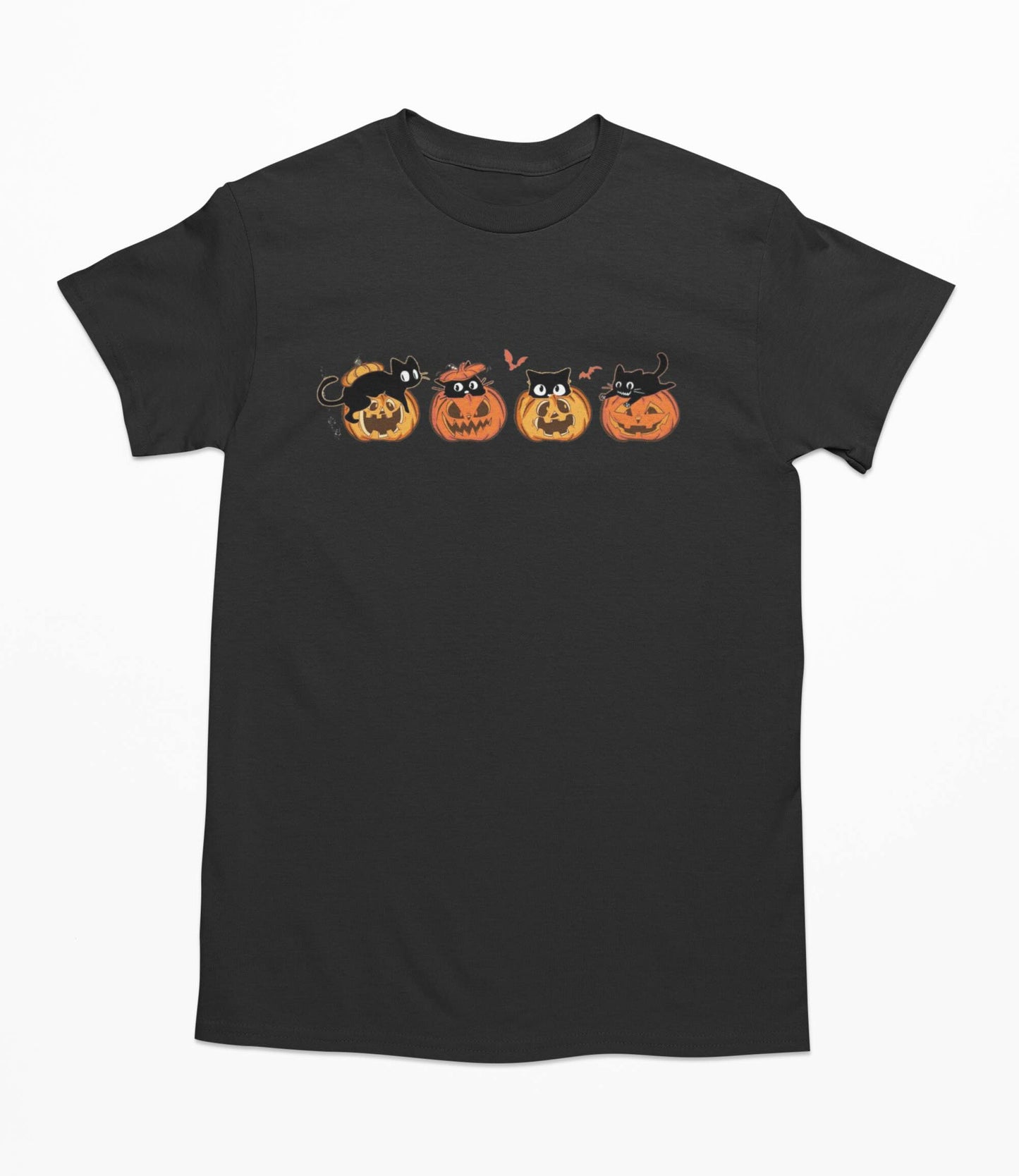 Black Cat Pumpkin Halloween - T-Shirt