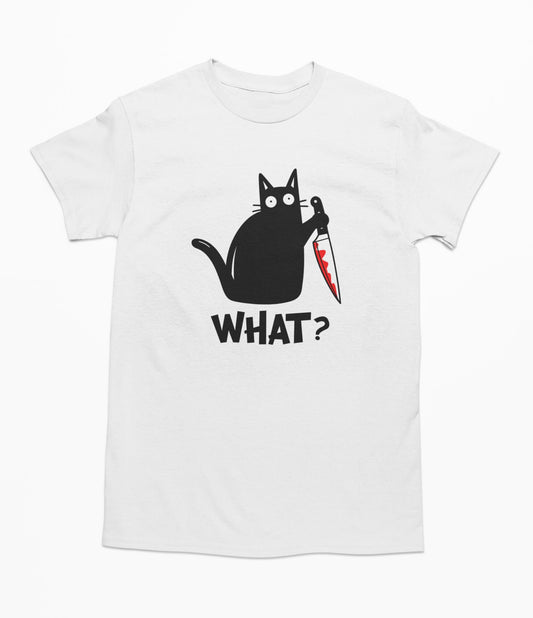 Murderous Black Cat With Knife - T-Shirt