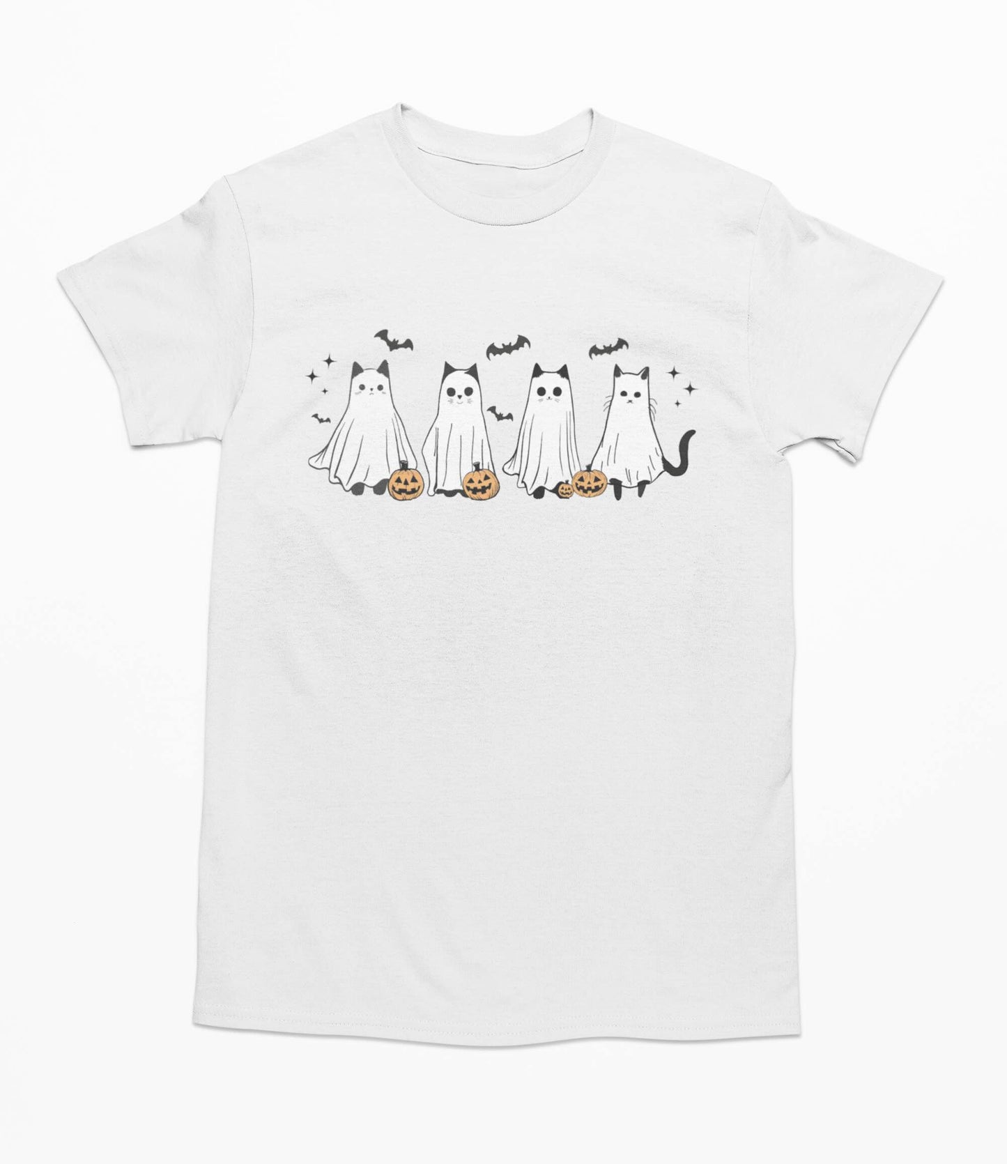 Cute Ghost Black Cats Halloween - T-Shirt