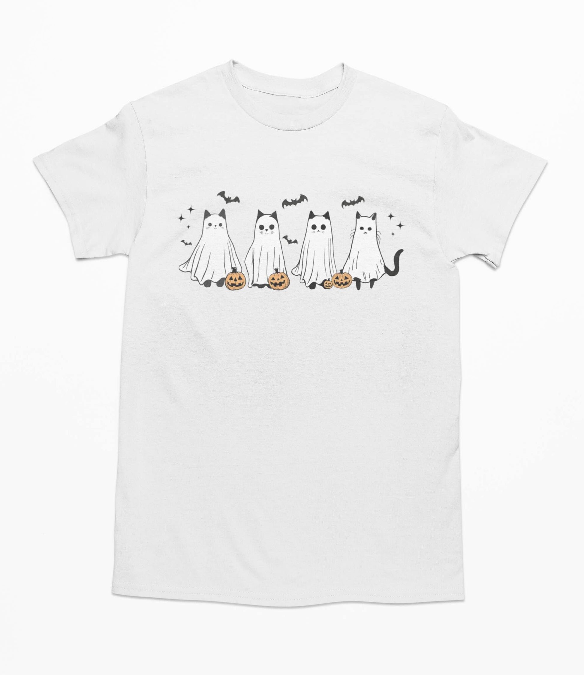 Cute Ghost Black Cats Halloween - T-Shirt