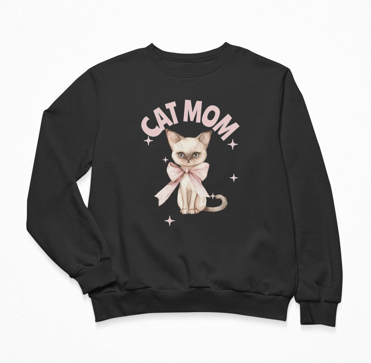 Cat Mom Cute Bow - Sweatshirt Crewneck