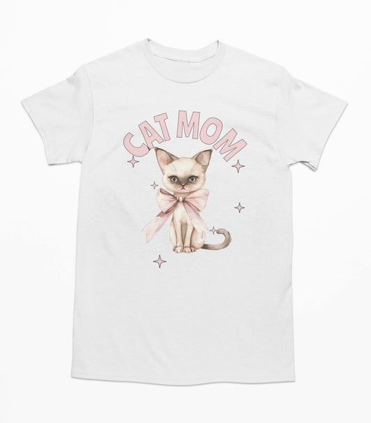 Cat Mom Cute Bow - T-Shirt