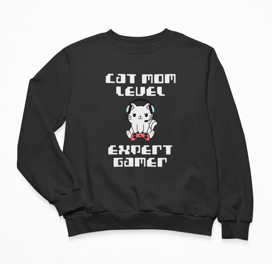 Cat Mom Level Expert Gamer - Sweatshirt Crewneck 