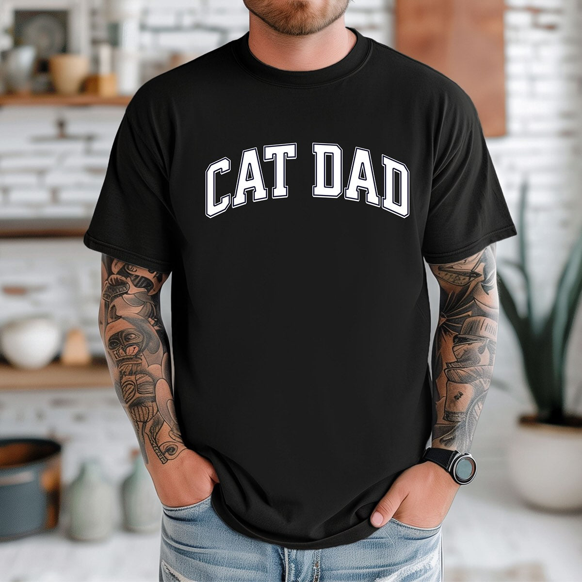 Cat Dad Varsity - T-Shirt