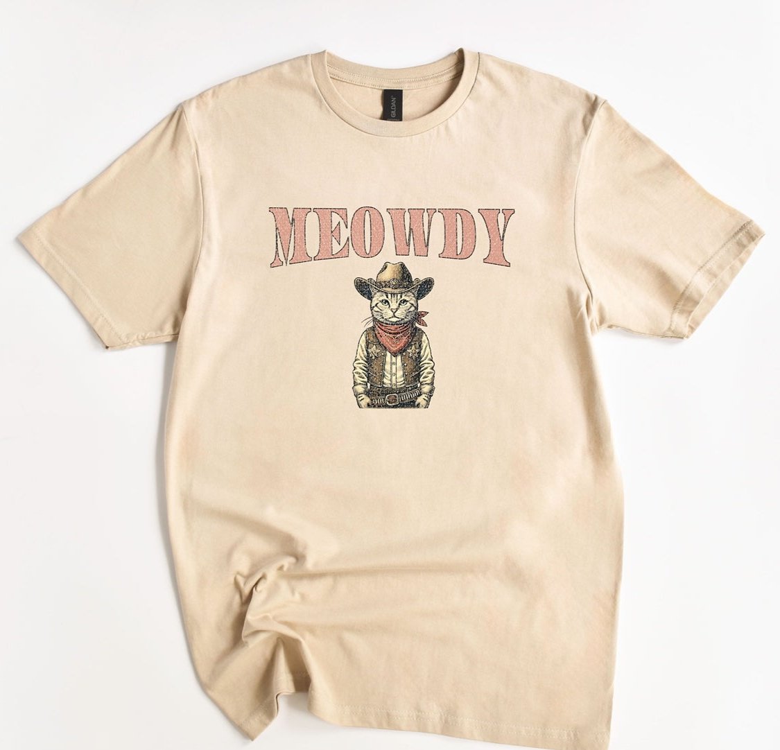 Meowdy Cowboy Cat Vintage Sheriff - T-Shirt