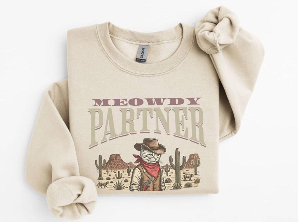 Meowdy Partner Cowboy Cat - Sweatshirt Vintage Western