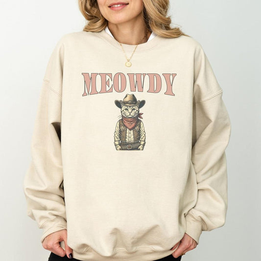 Meowdy Cowboy Cat Vintage - Sweatshirt Crewneck