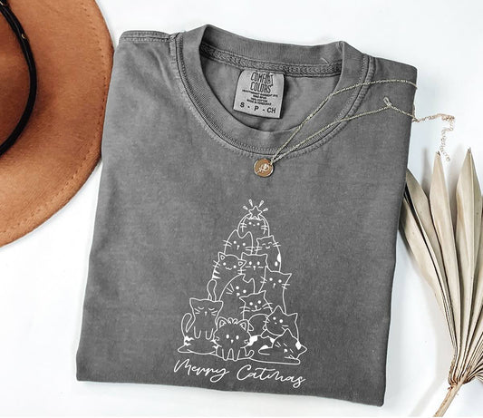 Cat Christmas Tree Merry Catmas - T-Shirt comfort colors