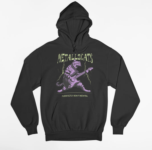 Metallicats Purrfectly Heavy Meowtal Hoodie - Funny Heavy Metal Cat