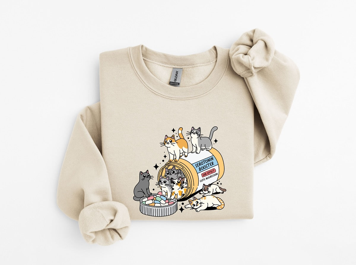 Serotonin Booster Cat Sweatshirt Crewneck