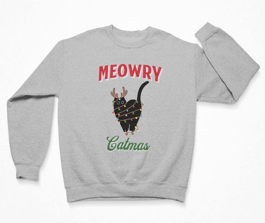 Silly Black Christmas Cat - Sweatshirt Crewneck