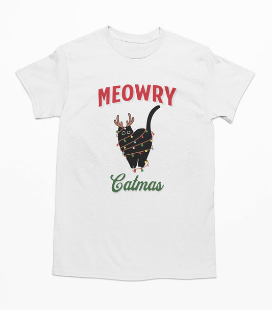 Silly Black Christmas Cat - T-Shirt