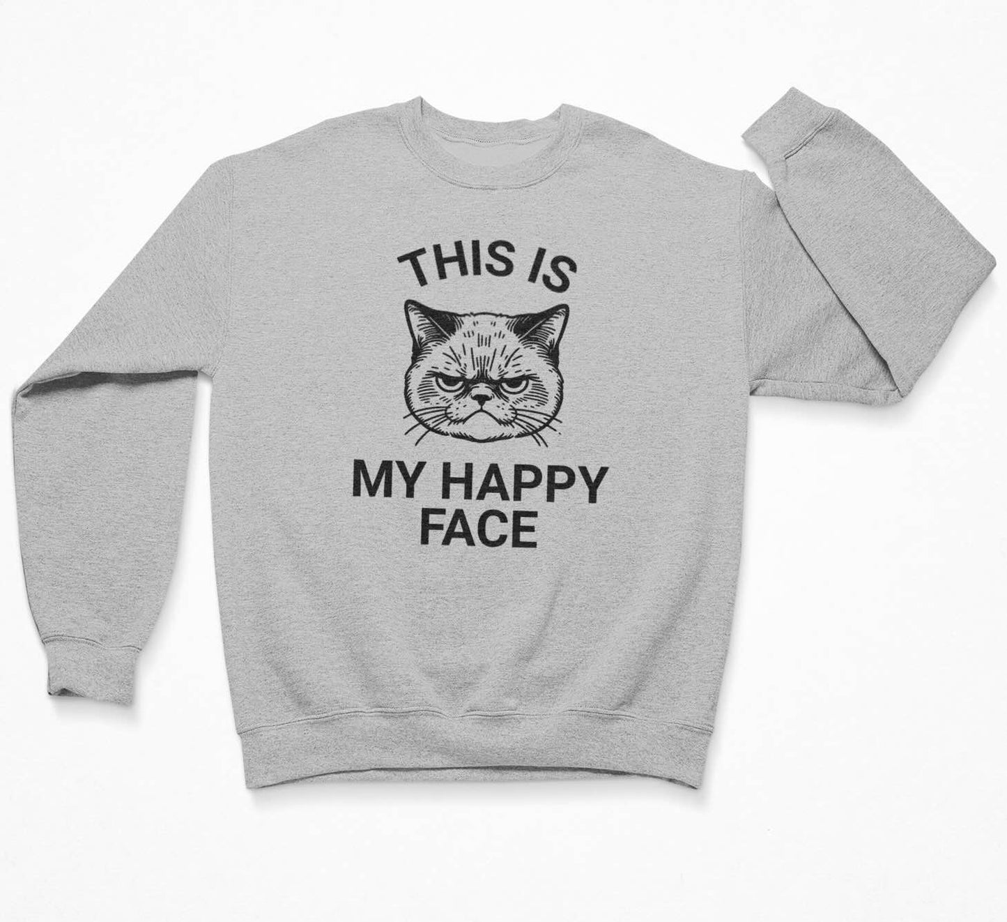 This Is My Happy Face - Cat Sweatshirt Crewneck